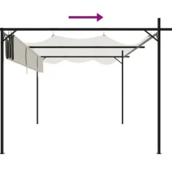 The Living Store pergola med sammenrulleligt tag 395x292x230 cm cremefarvet - Festtelte & havepavilloner Buer, Spalier, Lysthuse Uden Tag