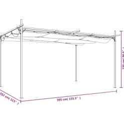 The Living Store pergola med sammenrulleligt tag 395x292x230 cm cremefarvet - Festtelte & havepavilloner Buer, Spalier, Lysthuse Uden Tag