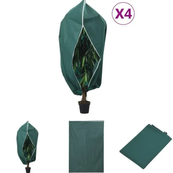 Haveduge^The Living Store plantebeskyttelse med lynlås 4 stk. 70 g/m² 1,2x1,8 m - Havearbejde – tilbehør