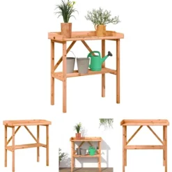 Discount The Living Store plantebord med hylde 78x38x82,5 cm massivt grantræ brun - Planteborde Plantningsbænke