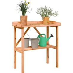 Discount The Living Store plantebord med hylde 78x38x82,5 cm massivt grantræ brun - Planteborde Plantningsbænke