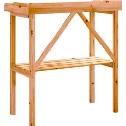 Discount The Living Store plantebord med hylde 78x38x82,5 cm massivt grantræ brun - Planteborde Plantningsbænke