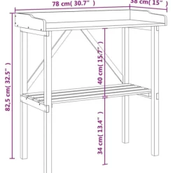 Discount The Living Store plantebord med hylde 78x38x82,5 cm massivt grantræ brun - Planteborde Plantningsbænke