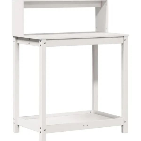 Hot The Living Store plantebord med hylder 82,5x50x109,5 cm massivt fyrretræ hvid - Planteborde Plantningsbænke