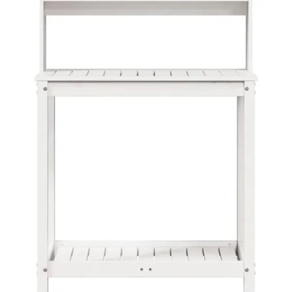 Hot The Living Store plantebord med hylder 82,5x50x109,5 cm massivt fyrretræ hvid - Planteborde Plantningsbænke
