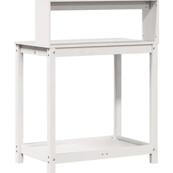 Hot The Living Store plantebord med hylder 82,5x50x109,5 cm massivt fyrretræ hvid - Planteborde Plantningsbænke