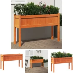 Discount The Living Store plantekasse med ben 110x31x70 cm massivt fyrretræ gyldenbrun - Plantekrukker Krukker & Plantebeholdere