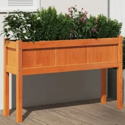 Discount The Living Store plantekasse med ben 110x31x70 cm massivt fyrretræ gyldenbrun - Plantekrukker Krukker & Plantebeholdere