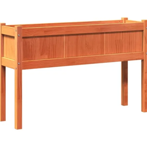 Discount The Living Store plantekasse med ben 110x31x70 cm massivt fyrretræ gyldenbrun - Plantekrukker Krukker & Plantebeholdere