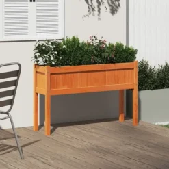 Discount The Living Store plantekasse med ben 110x31x70 cm massivt fyrretræ gyldenbrun - Plantekrukker Krukker & Plantebeholdere