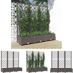 Sale The Living Store plantekasse med espalier 120x40x121,5 cm PP brun - Plantekrukker Krukker & Plantebeholdere