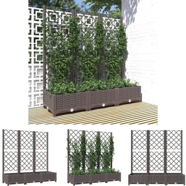 Sale The Living Store plantekasse med espalier 120x40x121,5 cm PP brun - Plantekrukker Krukker & Plantebeholdere