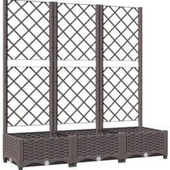 Sale The Living Store plantekasse med espalier 120x40x121,5 cm PP brun - Plantekrukker Krukker & Plantebeholdere
