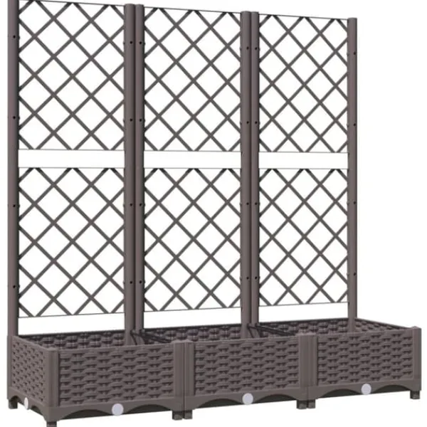 Sale The Living Store plantekasse med espalier 120x40x121,5 cm PP brun - Plantekrukker Krukker & Plantebeholdere