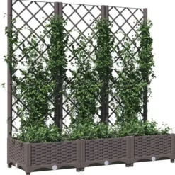 Sale The Living Store plantekasse med espalier 120x40x121,5 cm PP brun - Plantekrukker Krukker & Plantebeholdere