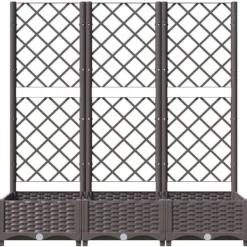 Sale The Living Store plantekasse med espalier 120x40x121,5 cm PP brun - Plantekrukker Krukker & Plantebeholdere