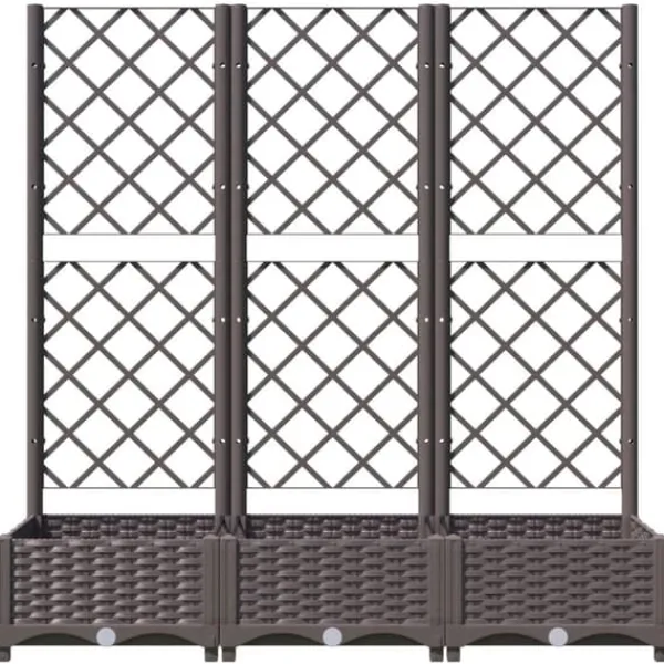 Sale The Living Store plantekasse med espalier 120x40x121,5 cm PP brun - Plantekrukker Krukker & Plantebeholdere