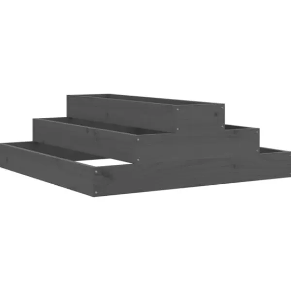 Krukker & Plantebeholdere^The Living Store plantekasse 80x80x27 cm massivt fyrretræ grå - Plantekrukker