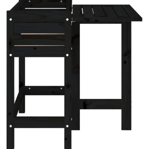 Plantningsbænke^The Living Store plantekasse med foldbar bordplade massivt fyrretræ sort - Plantekrukker