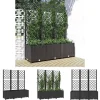 Hot The Living Store plantekasse med espalier 120x40x136 cm PP sort - Plantekrukker Krukker & Plantebeholdere