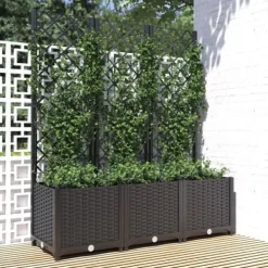 Hot The Living Store plantekasse med espalier 120x40x136 cm PP sort - Plantekrukker Krukker & Plantebeholdere