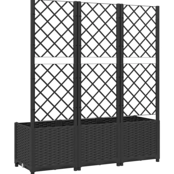 Hot The Living Store plantekasse med espalier 120x40x136 cm PP sort - Plantekrukker Krukker & Plantebeholdere