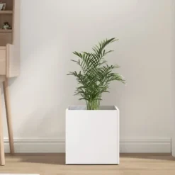 Best The Living Store plantekasse 40x40x40 cm konstrueret træ hvid - Plantekrukker Krukker & Plantebeholdere