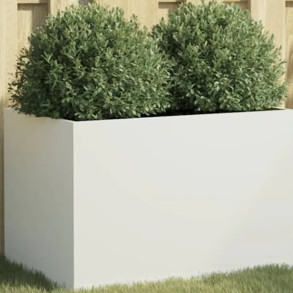 New The Living Store plantekasse 62x40x39 cm koldvalset stål hvid - Plantekrukker Krukker & Plantebeholdere
