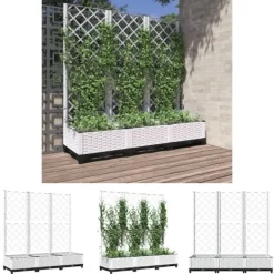 Discount The Living Store plantekasse med espalier 120x40x121,5 cm PP hvid - Plantekrukker Krukker & Plantebeholdere