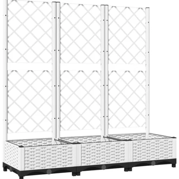 Discount The Living Store plantekasse med espalier 120x40x121,5 cm PP hvid - Plantekrukker Krukker & Plantebeholdere