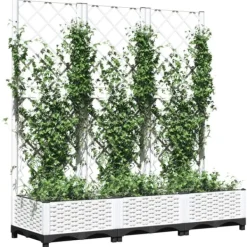 Discount The Living Store plantekasse med espalier 120x40x121,5 cm PP hvid - Plantekrukker Krukker & Plantebeholdere