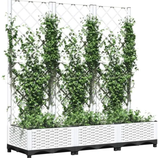 Discount The Living Store plantekasse med espalier 120x40x121,5 cm PP hvid - Plantekrukker Krukker & Plantebeholdere