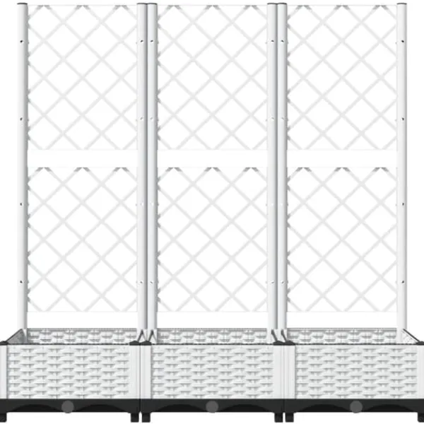Discount The Living Store plantekasse med espalier 120x40x121,5 cm PP hvid - Plantekrukker Krukker & Plantebeholdere