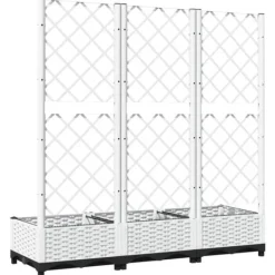 Discount The Living Store plantekasse med espalier 120x40x121,5 cm PP hvid - Plantekrukker Krukker & Plantebeholdere