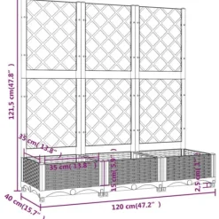 Discount The Living Store plantekasse med espalier 120x40x121,5 cm PP hvid - Plantekrukker Krukker & Plantebeholdere