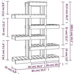 Plantestativer^The Living Store plantestativ 85x25x109,5 cm massivt fyrretræ grå - Planteborde
