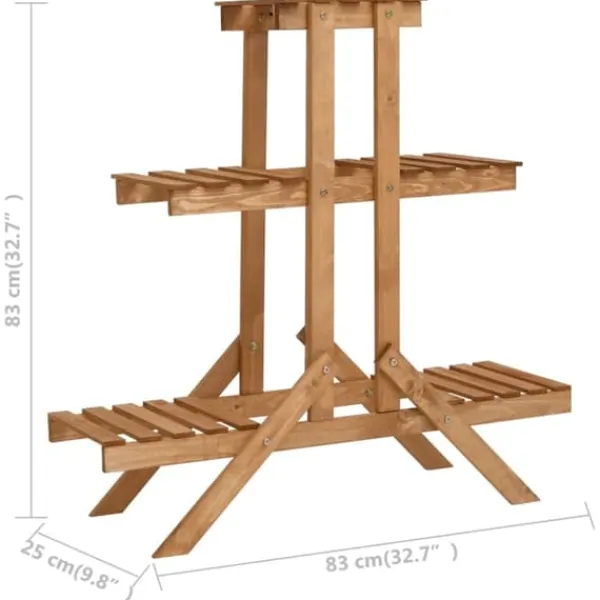 Plantestativer^The Living Store plantestativ 83x25x83 cm fyrretræ - Planteborde