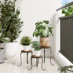 Plantestativer^The Living Store plantestativer 3 stk. keramik terracottafarvet - Planteborde
