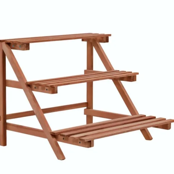 Plantestativer^The Living Store plantestativ i 3 niveauer cedertræ 48 x 45 x 40 cm - Planteborde