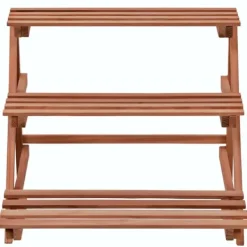 Plantestativer^The Living Store plantestativ i 3 niveauer cedertræ 48 x 45 x 40 cm - Planteborde