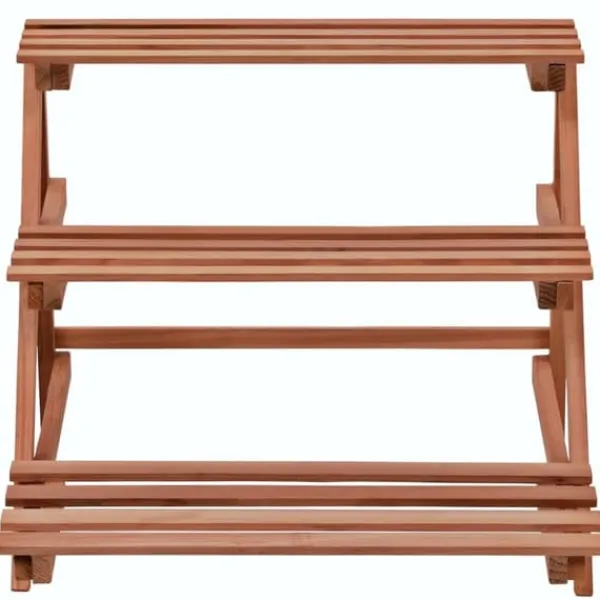 Plantestativer^The Living Store plantestativ i 3 niveauer cedertræ 48 x 45 x 40 cm - Planteborde