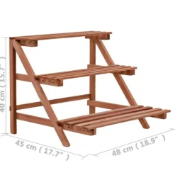 Plantestativer^The Living Store plantestativ i 3 niveauer cedertræ 48 x 45 x 40 cm - Planteborde