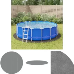 New The Living Store poolunderlag Ø428 cm polyester-geotekstil lysegrå - Poolovertræk Pool- & Spatilbehør