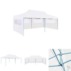 New The Living Store pop op-festtelt 3x6 m med sidevægge foldbart stål hvid - Festtelte & havepavilloner Telte & Lysthuse