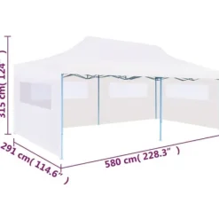New The Living Store pop op-festtelt 3x6 m med sidevægge foldbart stål hvid - Festtelte & havepavilloner Telte & Lysthuse