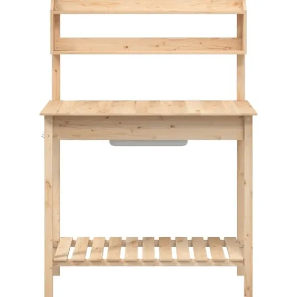 Discount The Living Store pottebænk med vask 147,5x44x139,5 cm massivt grantræ - Planteborde Plantningsbænke