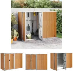 Skure, Garager & Carports^The Living Store redskabsskur til haven 225x89x161 cm galvaniseret stål brun - Skure & Redskabsskure