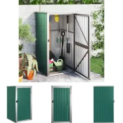 Skure, Garager & Carports^The Living Store redskabsskur til haven 88x89x161 cm galvaniseret stål grøn - Skure & Redskabsskure