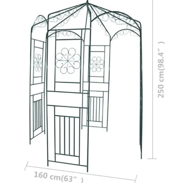 Online The Living Store rosenbue 250 cm mørkegrøn - Havebuer, espalierer & pergolaer Buer, Spalier, Lysthuse Uden Tag