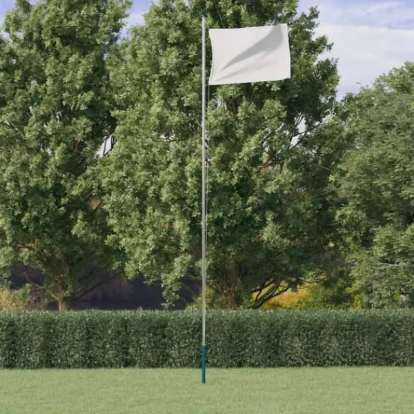 Clearance The Living Store sektionsinddelt flagstang 6,23 m aluminium sølvfarvet - Flag & vimpler Flag & Vindposer